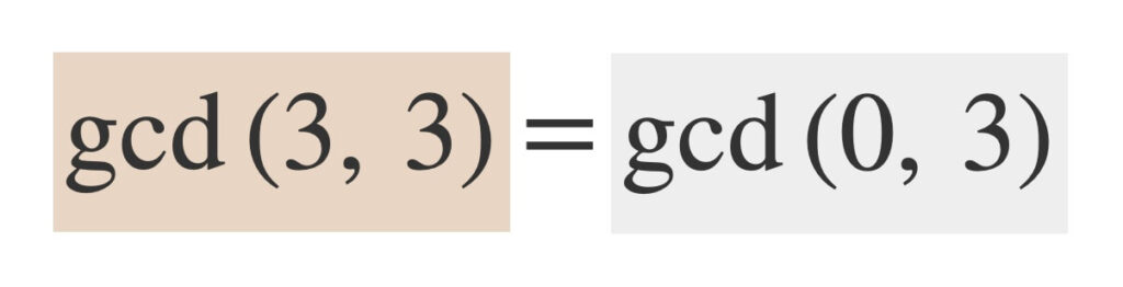 gcd(3, 3)=gcd(0, 3)
