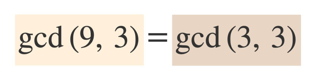 gcd(9, 3)=gcd(3, 3)